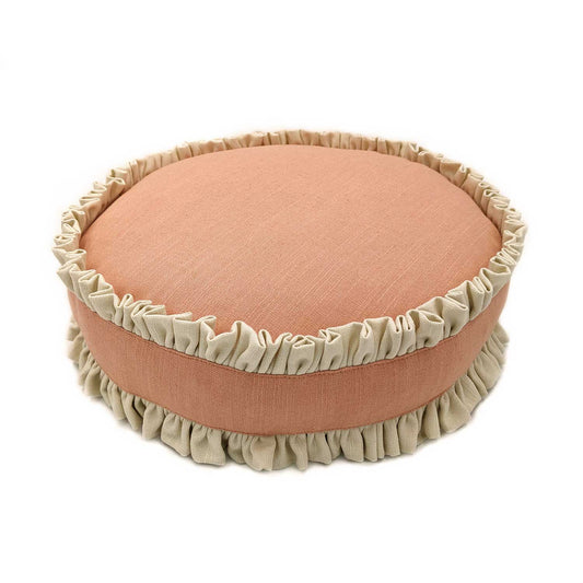 Round Double Ruffle Cushion - Blush