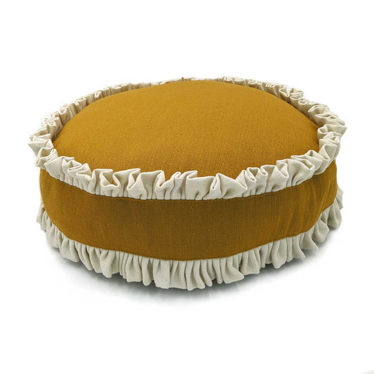 Round Double Ruffle Cushion - Maize