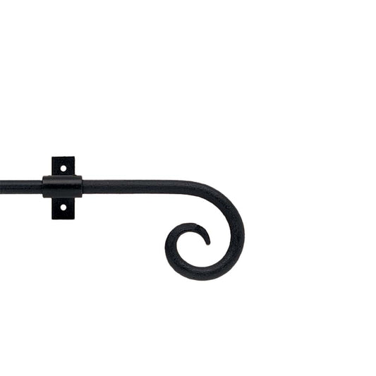 12mm Black Iron Wrought Pole Set - Curl