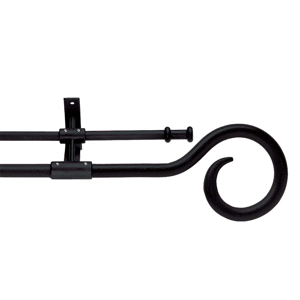 Black Iron Wrought Double Pole Set - Crozier