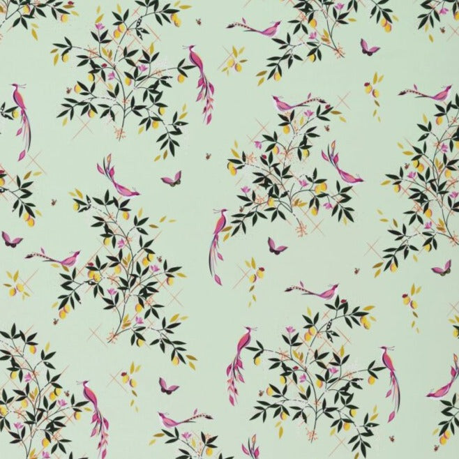 Bird And Trellis Sateen Fabric