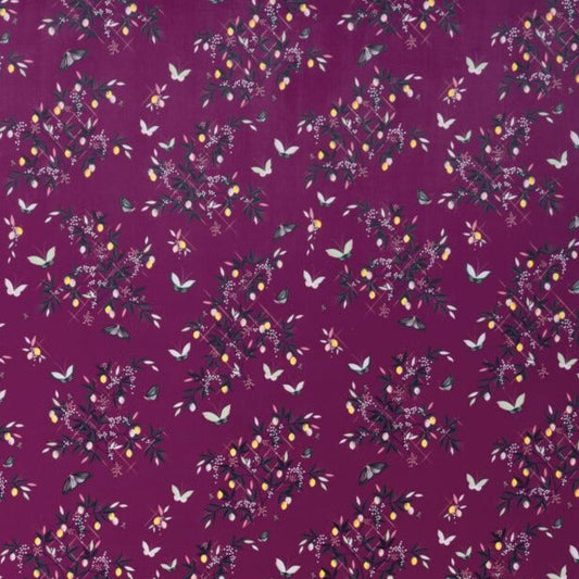 Butterfiles And Trellis Velvet Fabric