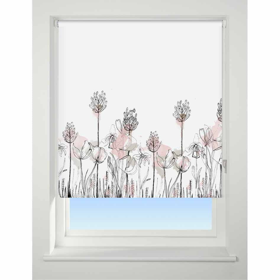 Patterned Pink Floral Blackout Roller Blind