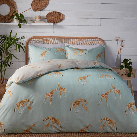 Milo Giraffe Duvet Cover Set - Duck Egg