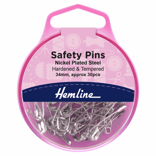 34mm Nickel Safety Pins - Pk30