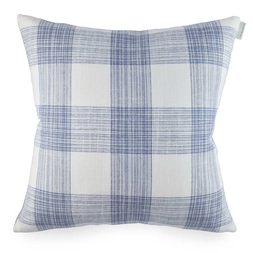 Hemsby Large Check Cushion - Cobalt