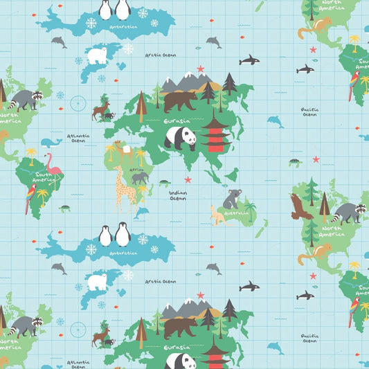 World Map Fabric